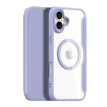 Чохол MagSafe для iPhone 16 Dux Ducis Skin X Pro фіолетового кольору з клапаном