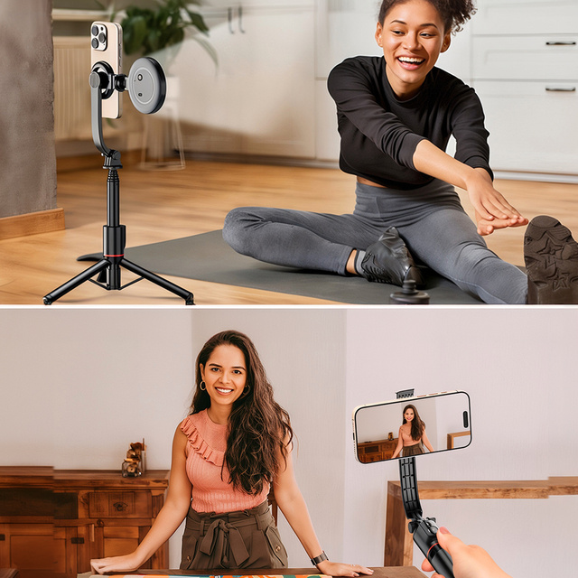 Selfie-Stick, Stativ, Stativ, magnetischer Halter für Handyfotos, Bluetooth-Fernbedienung, Yesido SF19, magnetisch, Schwarz