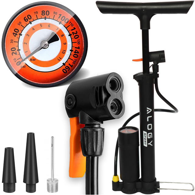 Alogy Bike Pump 160psi s manometrem a rukojetí, manuální, černá