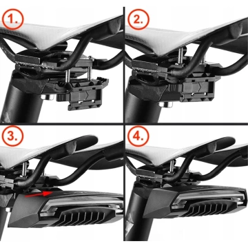 Rockbros LKWD-R1 rear bicycle light with laser and remote control, micro USB cable - USB-A - black