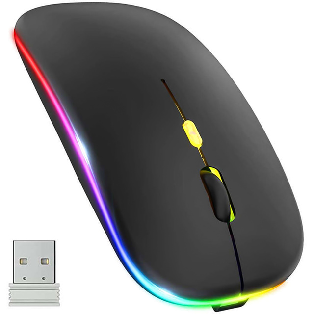 Silent Slim Mouse Alogy LED RGB podsvícená myš pro tabletový notebook Černá