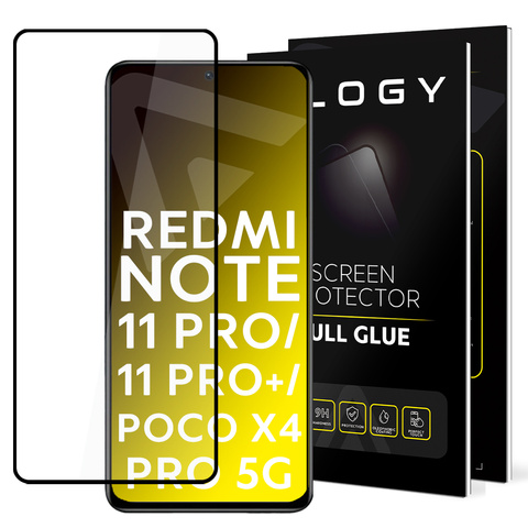 Alogy Full Glue Tempered Glass Case Friendly for Xiaomi Redmi Note 11 Pro/ 11 Pro Plus/ Poco X4 Pro 5G Black