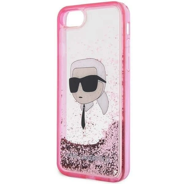 Protective phone case Karl Lagerfeld KLHCI8LNKHCP for Apple iPhone 7/8/ SE 2020/2022 pink/pink hardcase Glitter Karl Head