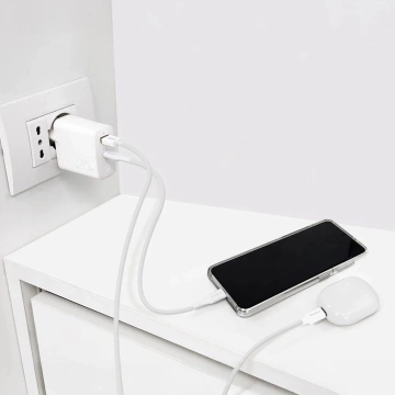 Ładowarka Puro 25W PD USB-C + USB-A Fast Charge PPS – biała