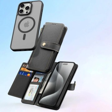 iPhone 15 Pro Dux Ducis Lawa Wallet Leather Mag Black Case