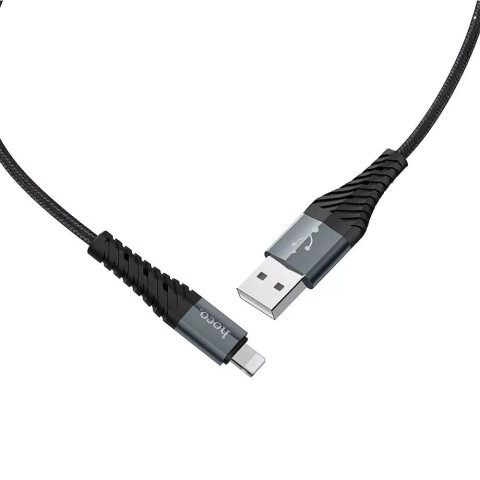 Кабель HOCO USB-A на Lightning X38 1 м, чорний, 2.4A, міцний TPE
