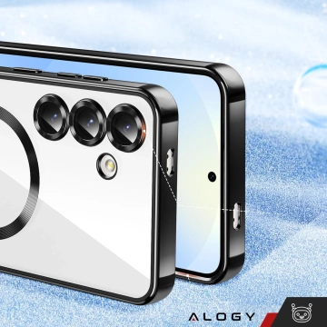 Pouzdro MagSafe pro Apple iPhone 16 Pro Max Alogy Glamour Pouzdro luxusního prstenu zlaté-průhledné