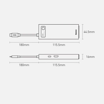 Baseus Metal Gleam Series багатофункціональний USB HUB 5in1 USB Type C PD 100W HDMI сірий (WKWG020013)