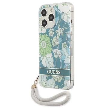 Guess GUHCP13LHFLSN iPhone 13 Pro / 13 6,1" zielony/zelené pevné pouzdro Flower Strap