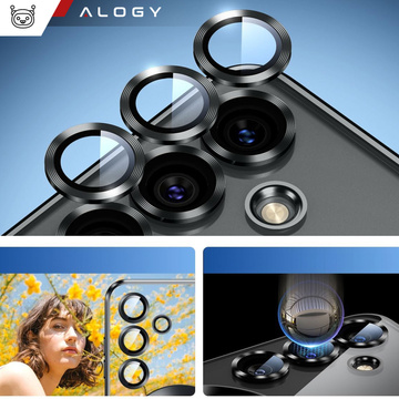 Pouzdro pro Samsung Galaxy S24 Mag Safe Glamour Case Ring pouzdro s ochranou fotoaparátu Alogy Black transparentní