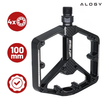 Platform bicycle pedals for MTB bicycles, aluminum 9/16" Black aluminum set [2 pcs.]