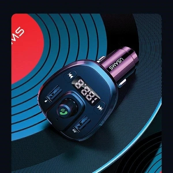 Sada handsfree do auta USAMS C21 s FM vysielačom, Bluetooth 5.0, MP3, 2xUSB 3.4A CC115GC01 (US-CC115) čierna/čierna