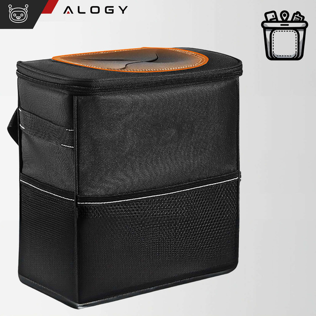 Auto-Mülleimer-Organizer, Mini-Mülleimer für Kopfstütze, Autositz für Auto, Schwarz, 8 l, Thermotasche Alogy