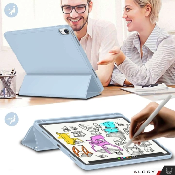 Glass Case for Apple iPad 10gen. 10.9" 2022 Tablet Case Alogy Smart Case Pencil Holder Blue
