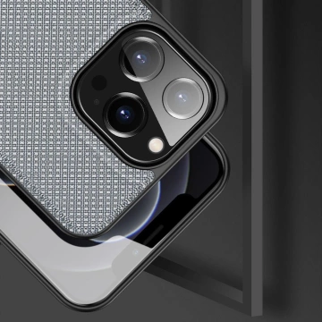 Kryt puzdra Dux Ducis Fino pokrytý nylonovým materiálom iPhone 13 Pro šedý