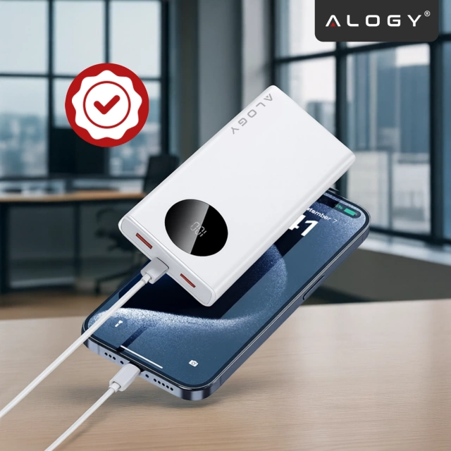 PowerBank Alogy TurboCharge 120W PD PowerDelivery rychlé nabíjení 10000mAh 2x USB-A 1x USB-C Bílá