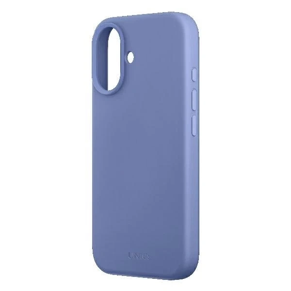 Etui UNIQ Lino Hue do iPhone 16 MagClick Niebieskie Silikonowe