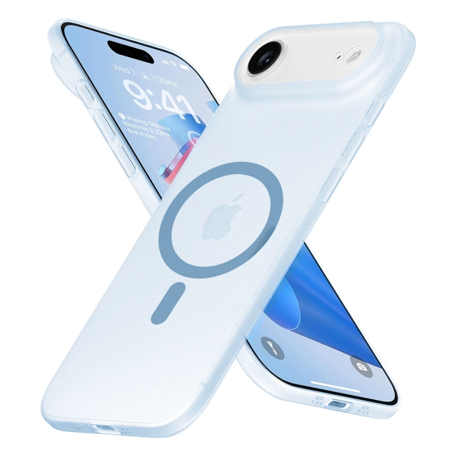 Puzdro Apple iPhone 17 Air – matný kryt MagSafe s ochranou šošovky, tenký a odolný voči poškriabaniu, perfektne sedí – Alogy Skinny MatteCase™ nebesky modrá