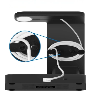 Qi 15W induktives Ladegerät für iPhone Apple Watch AirPods kabellose 3in1 Dockingstation Schwarz