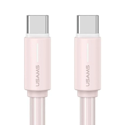 Кабель USAMS SJ734 USB-C до USB-C 1 м, 60 Вт, рожевий, серія YU, швидкий та довговічний