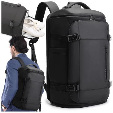 Bange wasserdichter Rucksack für 15,6-Zoll-Laptop, Stadtreisender, 45 x 30 x 16 cm, für Arbeit, Flugzeug, Herren, Damen, mit USB-Anschluss Schwarz