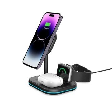 QI15W-A27 3V1 magnetická bezdrátová nabíječka MagSafe pro iPhone/AirPods/Watch Black