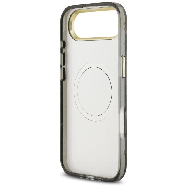 Etui Guess MagSafe do iPhone 17 Air IML Glitter Flowers Triangle Black