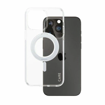Puzdro na iPhone 15 Pro Max CARE by PanzerGlass, stojan MagSafe, strieborný