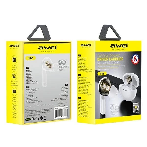 T12 AWEI TWS Bluetooth kabelloser Sportkopfhörer Weiß