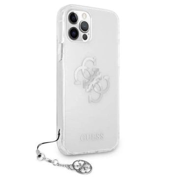 Guess GUHCP12LKS4GSI iPhone 12 Pro Max 6,7" průhledný pevný obal 4G Silver Charms Collection