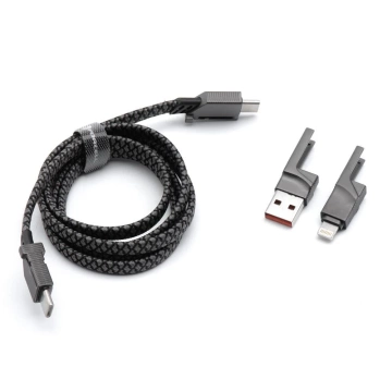 Кабель 4w1 Forcell USB-C USB-A Lightning 60W QC4.0 PD для ноутбука, нейлоновий, 1 м