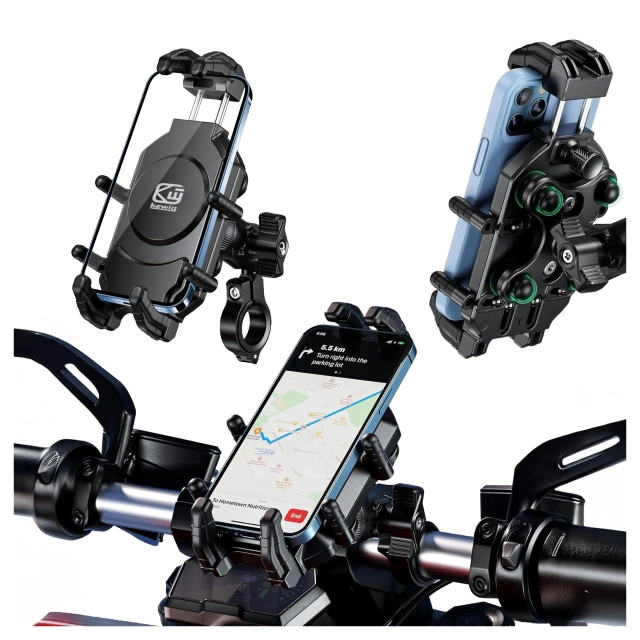 KEWIG M11B motorcycle phone holder with Qi QC 3.0 15W charger Black