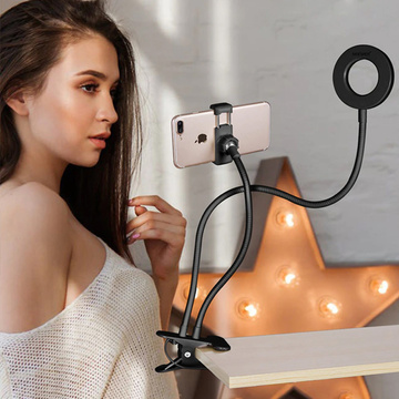 Fotografické LED kruhové svetlo pre selfie Alogy držiak telefónu Black