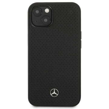 Ochranné pouzdro Mercedes MEHCP13MDELBK pro Apple iPhone 13 6,1" černé/černé pevné pouzdro kůže perforovaná