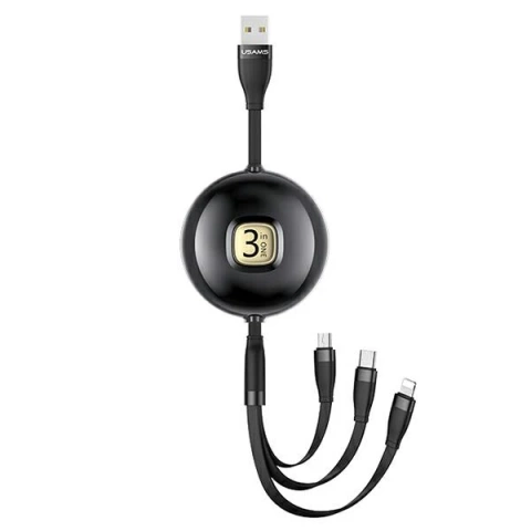 USAMS kábel U69 3w1 1m čierny/čierny (lightning/microUSB/USB-C)