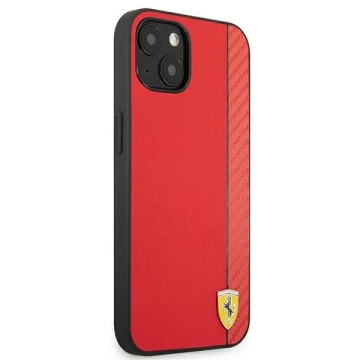 Puzdro Ferrari iPhone 13 mini 5,4" červeno/červené pevné puzdro On Track Carbon Stripe