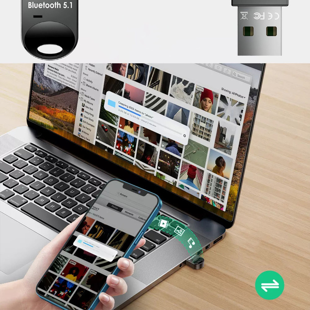 Mini adaptér Bluetooth 5.1 přijímač Alogy USB-A Bezdrátový signál Černá