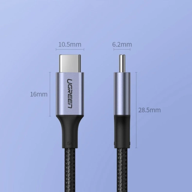 Ugreen Kabel USB Type C - USB Type C 5 A 100 W Power Delivery Quick Charge 3.0 FCP 480 Mbps 2 m grau (70429 US316)