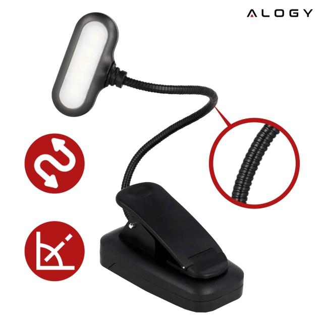 Bezdrôtová pripínacia stolová lampa Alogy na čítanie v čiernej farbe