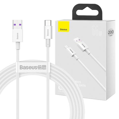 2m kabel Baseus Superior Series USB to USB-C typu C 66W bílý