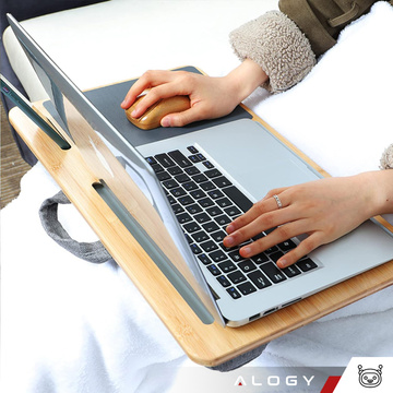 Laptop table stand, phone holder, tablet, Alogy bamboo mouse pad, knee pad for bed