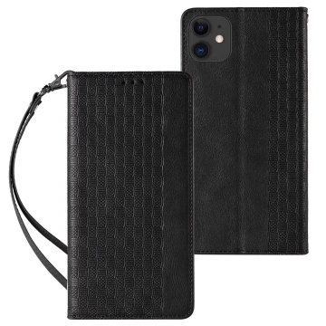 Magnet Strap Case Case pro iPhone 12 Pouch Wallet Mini Lanyard Pendant Black