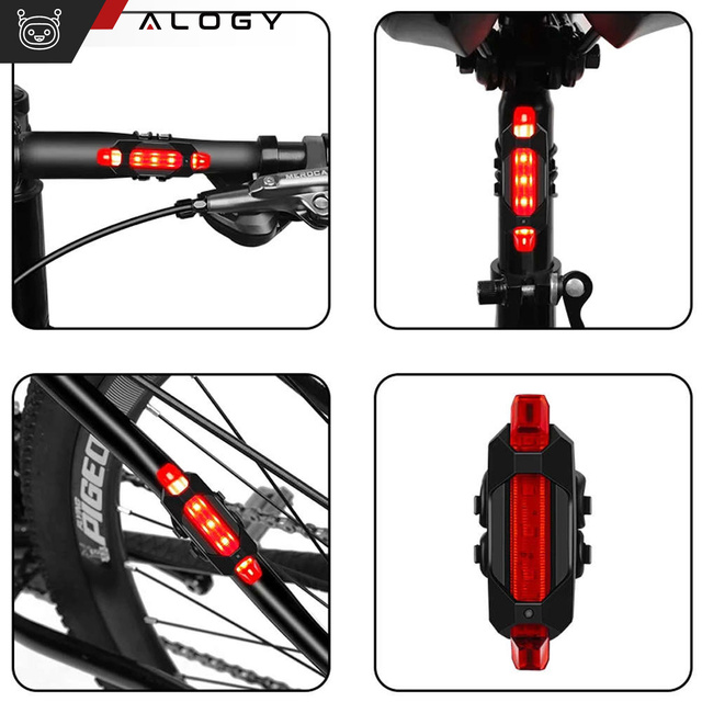 Svetlo na bicykel Predné zadné zadné LED Predné zadné osvetlenie na bicykel Vodotesné IPX4 Sada USB bicyklového svetla Alogy