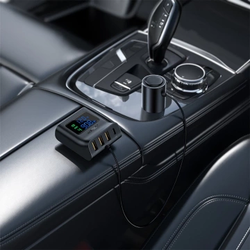 Автомобільний зарядний пристрій Acefast 90W USB Type C / 3x USB / гніздо прикурювача, PPS, PD3.0, QC3.0, AFC, FCP зарядна станція чорний (B8 чорний)