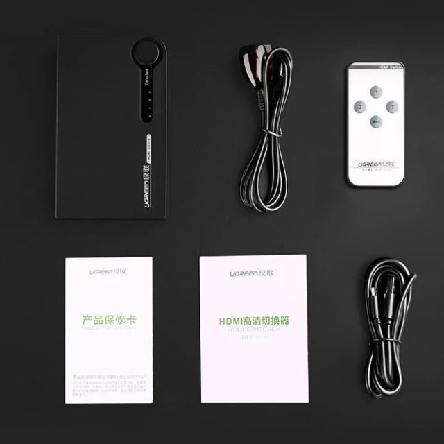Ugreen Switch Splitter Switch HDMI - 3x HDMI 3D 4K 7,5 Гбіт/с 36 біт на канал чорний (40234)