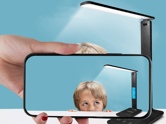 Tischleuchte Alogy LED 10W Qi Induktionsladegerät mit Display Schwarz