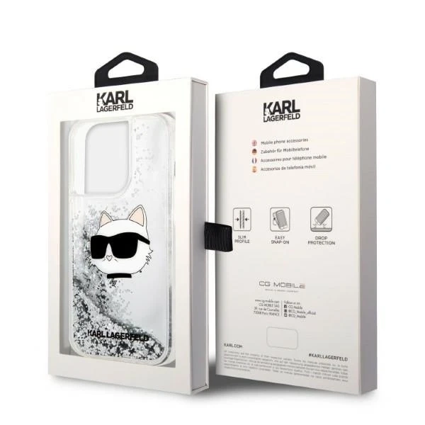 Etui Karl Lagerfeld KLHCP14LLNCHCS pro iPhone 14 Pro 6,1" pevné pouzdro Glitter Choupette Head
