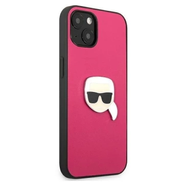 Karl Lagerfeld KLHCP13SPKMP iPhone 13 mini 5,4" różowy/ružové pevné puzdro Kožené Ikonik Karl`s Head Metal