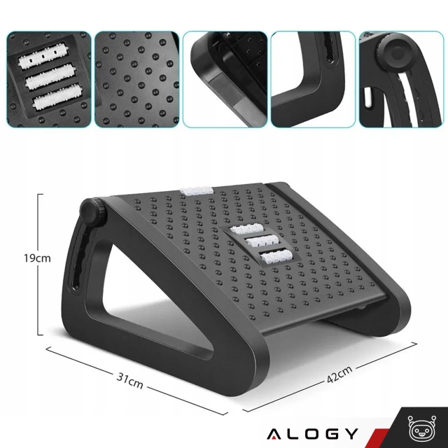 Kancelář podnožka podnožka nohy pro práci kancelářská masáž nohou nastavitelná výška nastavení Alogy černá