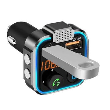 EcoBox Sada FM vysielač Bluetooth 2xUSB PD 20W 3v1 USB kábel čierny